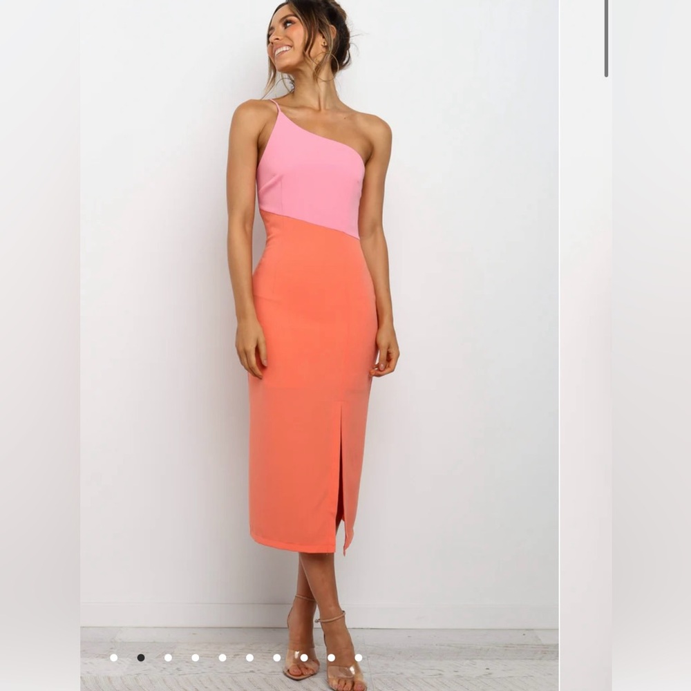 One-Shoulder Pink and Orange Dress Xiamara dress - Picture 3 of 12